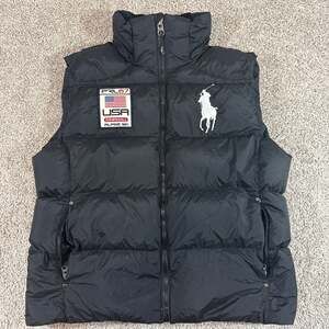 Polo Ralph Lauren PRL67 USA Alpine Ski Down Puffer Vest Black Mens XL EUC